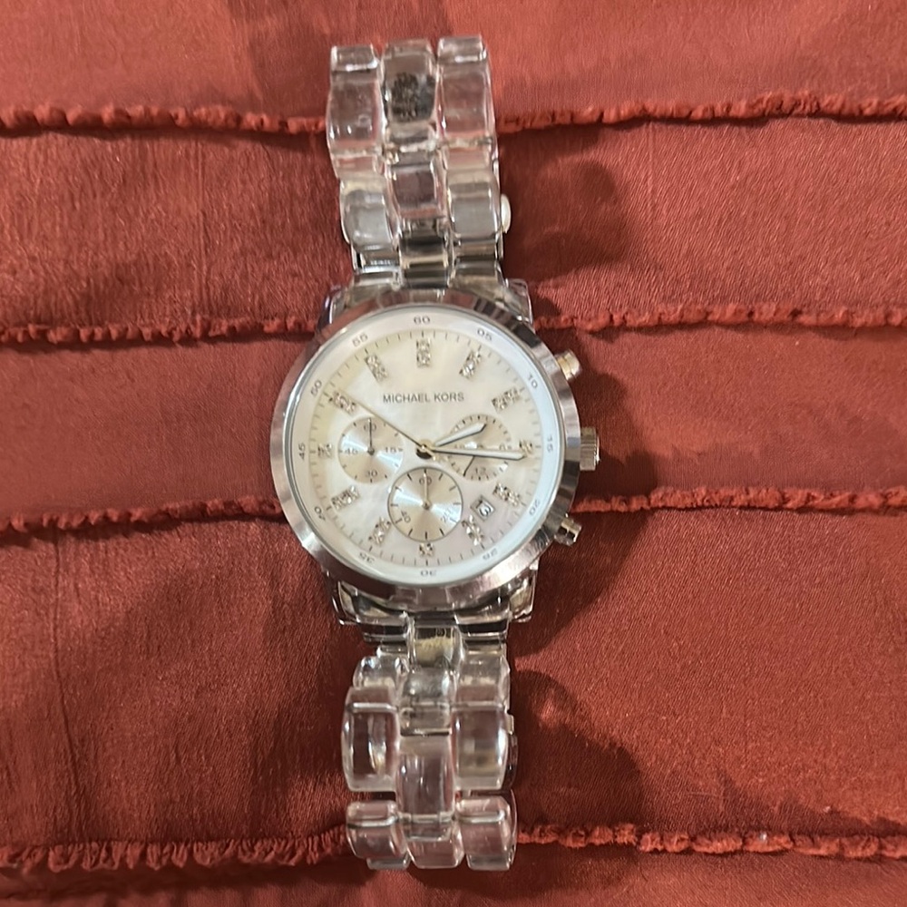 Michael Kors Silver Chronograph with Clear Band